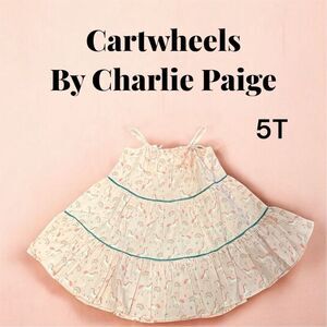 Cartwheels by Charlie Paige Girls 100% Cotton Unicorn Tiered Dress Pink Size 5T